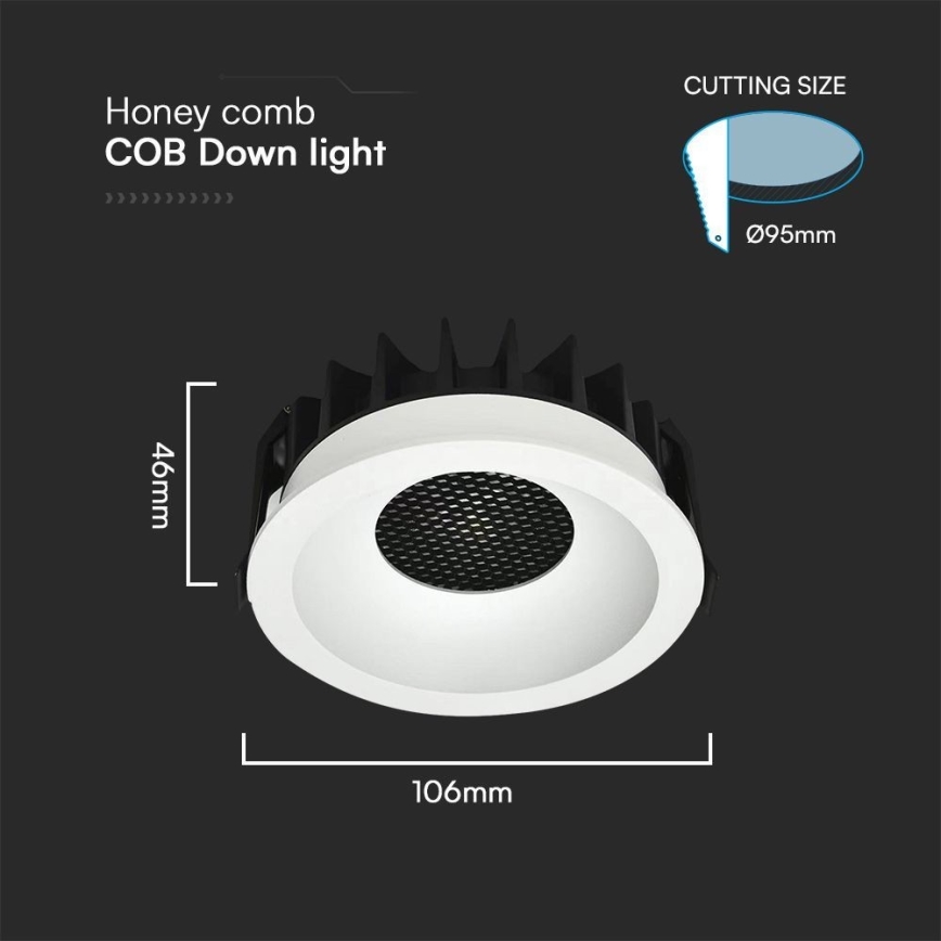 LED įleidžiamas lubinis šviestuvas LED/18W/230V 3000/4000/6400K diametras 10,6 cm balta