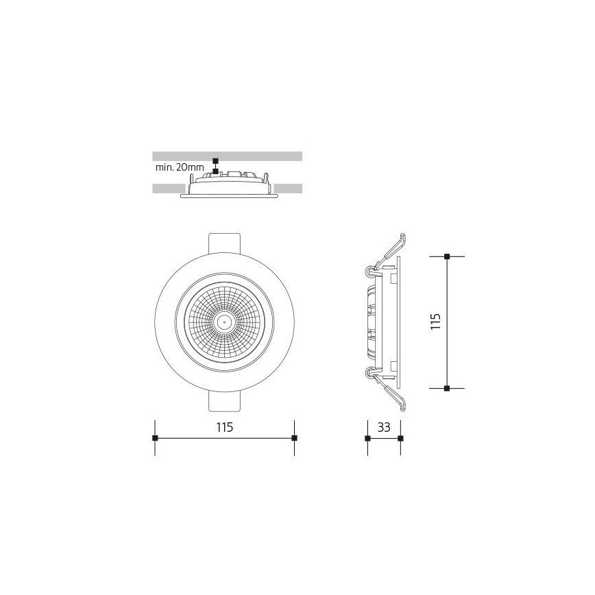 LED įleidžiamas lubinis šviestuvas LED/18W/230V 3000K diametras 11,5 cm juoda