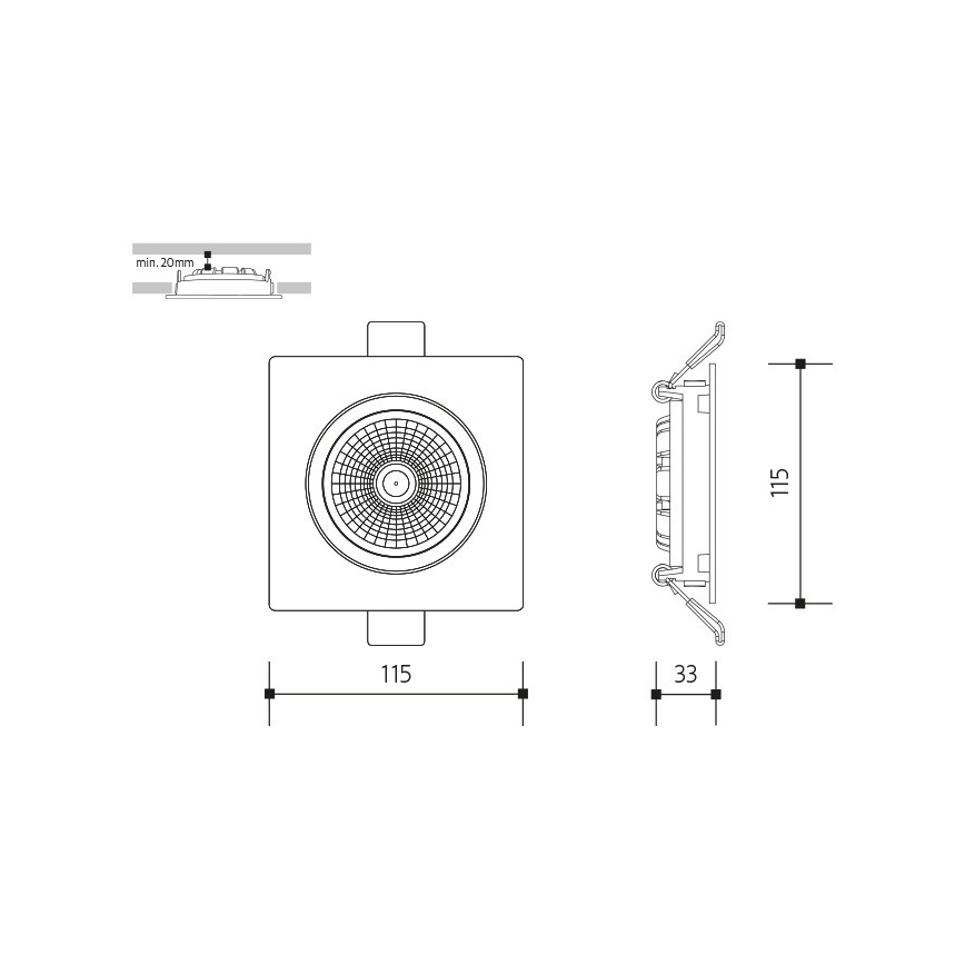 LED įleidžiamas lubinis šviestuvas LED/18W/230V 4000K 11,5x11,5 cm balta