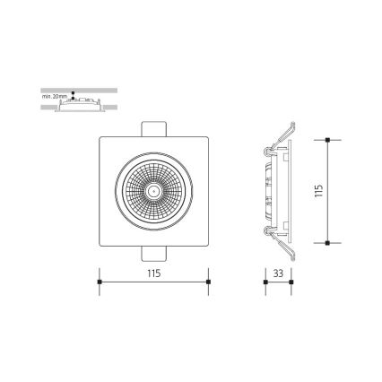 LED įleidžiamas lubinis šviestuvas LED/18W/230V 4000K 11,5x11,5 cm juoda