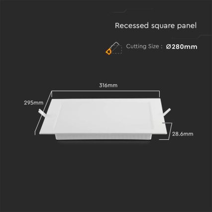 LED įleidžiamas lubinis šviestuvas LED/24W/230V 29,5x29,5 cm 3000K balta