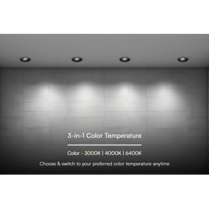 LED įleidžiamas lubinis šviestuvas LED/24W/230V 3000/4000/6400K ø 13,5 cm juoda