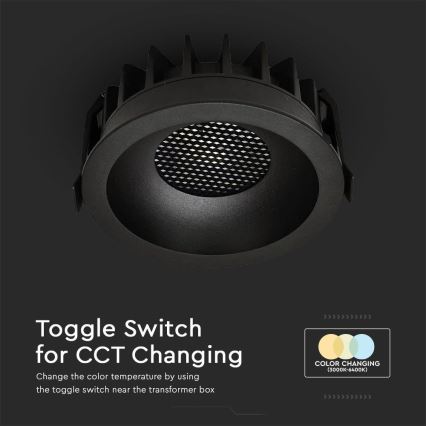 LED įleidžiamas lubinis šviestuvas LED/24W/230V 3000/4000/6400K ø 13,5 cm juoda