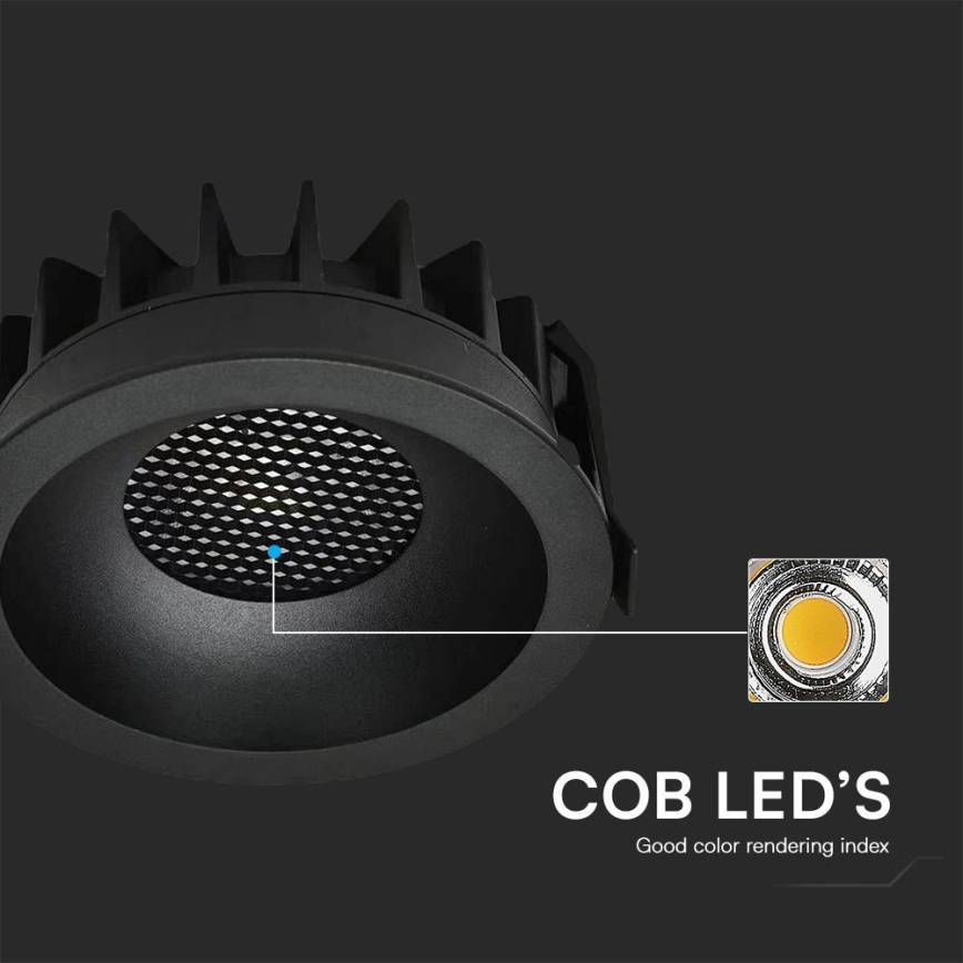 LED įleidžiamas lubinis šviestuvas LED/24W/230V 3000/4000/6400K ø 13,5 cm juoda