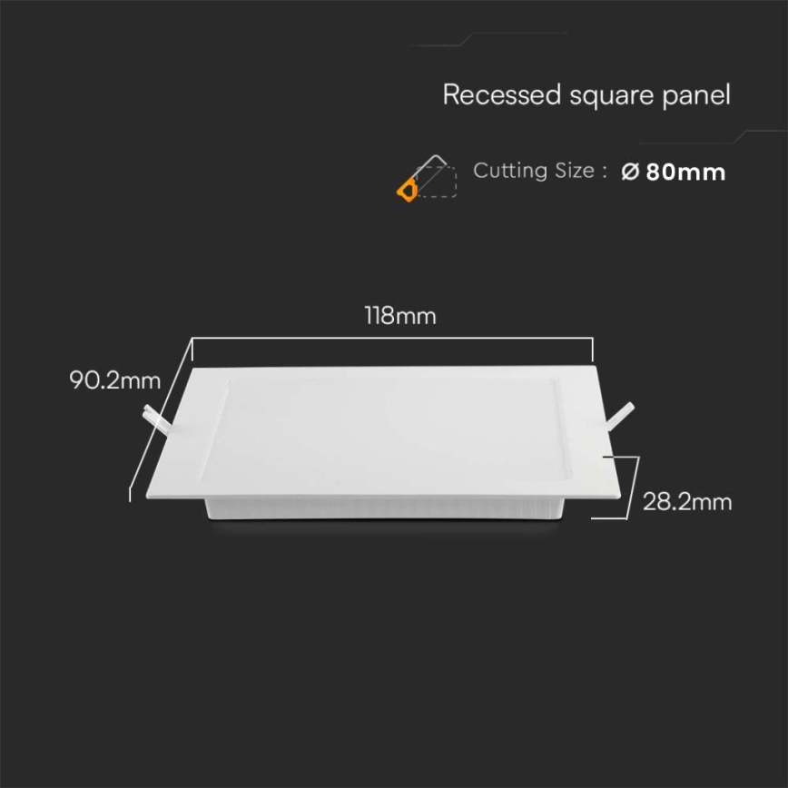 LED įleidžiamas lubinis šviestuvas LED/3W/230V 9x9 cm 4000K balta