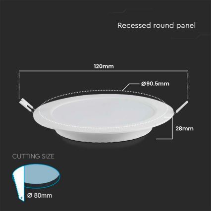 LED įleidžiamas lubinis šviestuvas LED/3W/230V diametras 9,5 cm 6500K balta