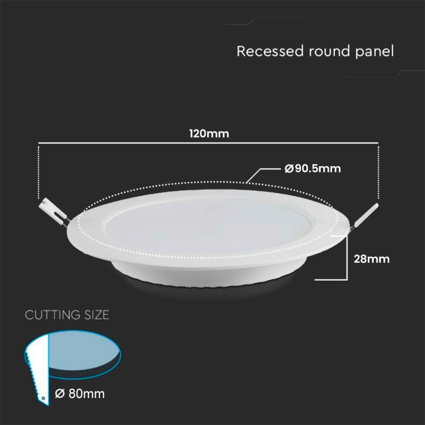 LED įleidžiamas lubinis šviestuvas LED/3W/230V diametras 9,5 cm 6500K balta