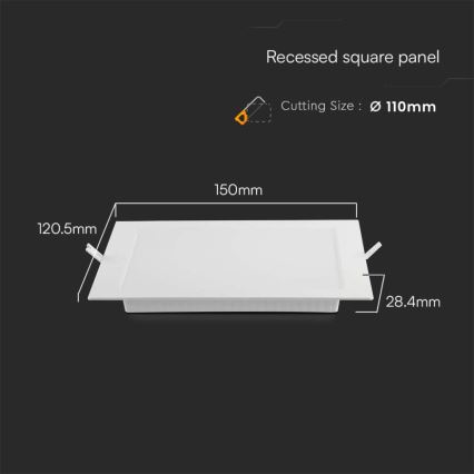 LED įleidžiamas lubinis šviestuvas LED/6W/230V 12x12 cm 4000K balta