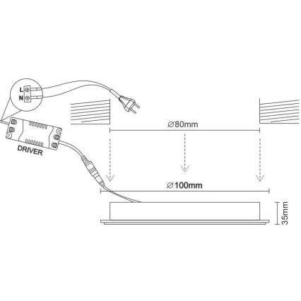 LED įleidžiamas lubinis šviestuvas LED/7,5W/230V 4000K balta/auksas