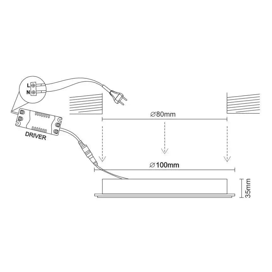 LED įleidžiamas lubinis šviestuvas LED/7,5W/230V 4000K balta