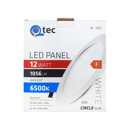 LED įleidžiamas lubinis šviestuvas QTEC LED/12W/230V 6500K diametras 16,7 cm