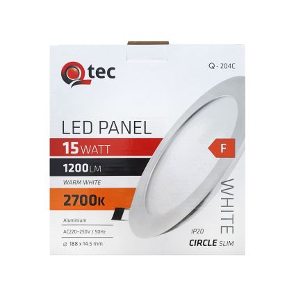 LED įleidžiamas lubinis šviestuvas QTEC LED/15W/230V 2700K diametras 18,8 cm