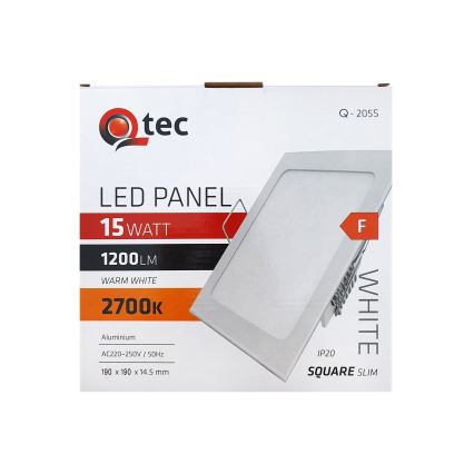 LED įleidžiamas lubinis šviestuvas QTEC LED/15W/230V 2700K 19x19 cm