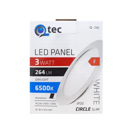 LED įleidžiamas lubinis šviestuvas QTEC LED/3W/230V 6500K diametras 8,3 cm