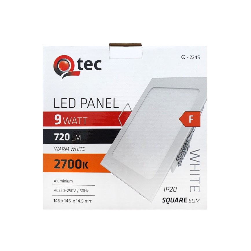 LED įleidžiamas lubinis šviestuvas QTEC LED/9W/230V 2700K 14,6x14,6 cm