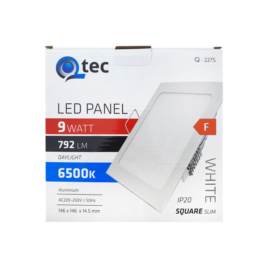 LED įleidžiamas lubinis šviestuvas QTEC LED/9W/230V 6500K 14,6x14,6 cm