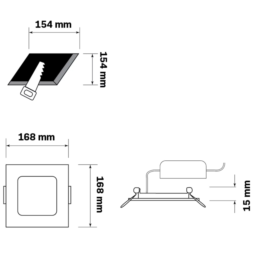 LED įleidžiamas lubinis šviestuvas RIGEL LED/10W/230V 4000K 16,8x16,8 cm juoda