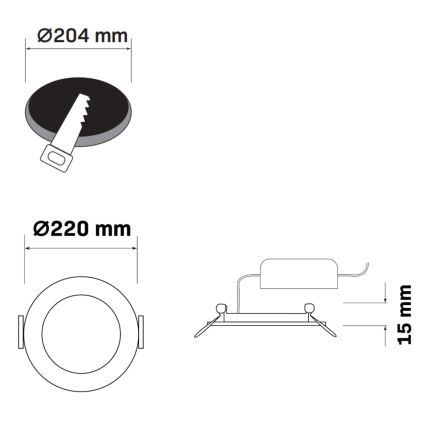 LED įleidžiamas lubinis šviestuvas RIGEL LED/14W/230V 4000K diametras 22 cm juoda