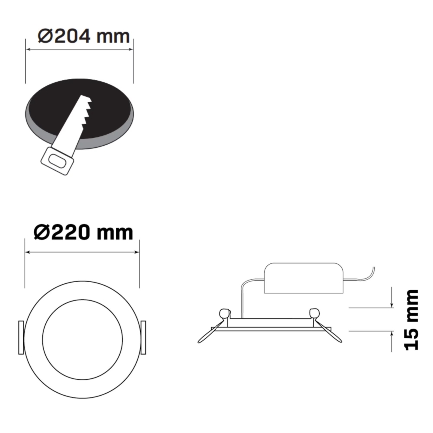 LED įleidžiamas lubinis šviestuvas RIGEL LED/14W/230V 4000K diametras 22 cm juoda
