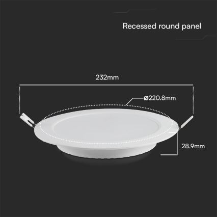 LED įleidžiamas lubinis šviestuvas SAMSUNG CHIP LED/18W/230V 6500K diametras 22 cm balta