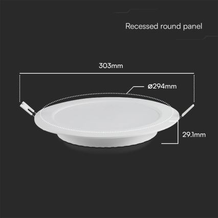 LED įleidžiamas lubinis šviestuvas SAMSUNG CHIP LED/24W/230V 3000K diametras 29,4 cm balta