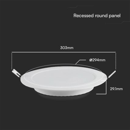 LED įleidžiamas lubinis šviestuvas SAMSUNG CHIP LED/24W/230V 4000K diametras 29,4 cm balta