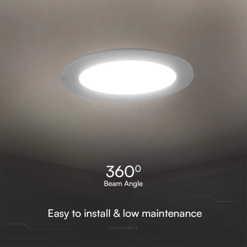 LED įleidžiamas lubinis šviestuvas SAMSUNG CHIP LED/24W/230V 6500K diametras 29,4 cm balta