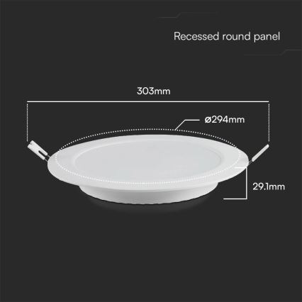 LED įleidžiamas lubinis šviestuvas SAMSUNG CHIP LED/24W/230V 6500K diametras 29,4 cm balta