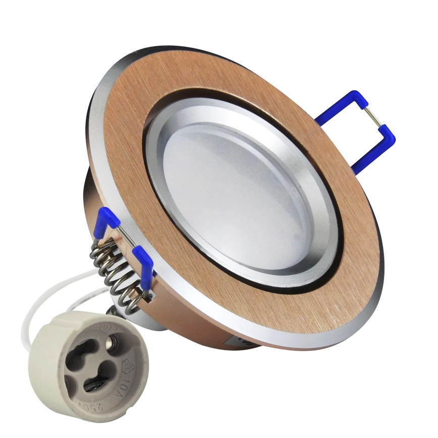 LED įleidžiamas lubinis šviestuvas SAULĖ OLAL 1xGU10/3,5W/230V 3000K diametras 8,4 cm auksas