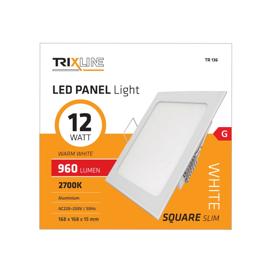 LED įleidžiamas lubinis šviestuvas SQUARE LED/12W/230V 2700K
