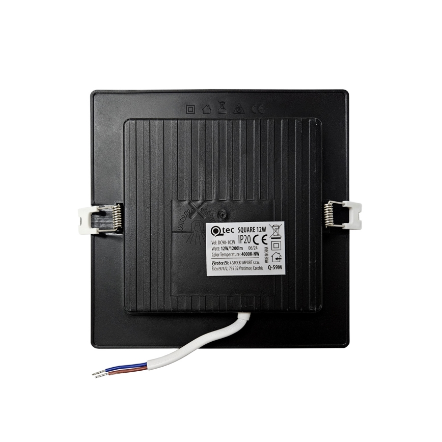 LED įleidžiamas lubinis šviestuvas SQUARE LED/12W/230V 4000K 17x17 cm juoda