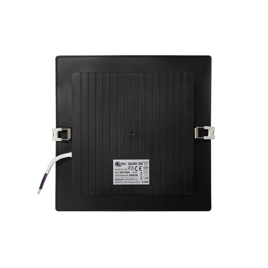 LED įleidžiamas lubinis šviestuvas SQUARE LED/18W/230V 4000K 22x22 cm juoda