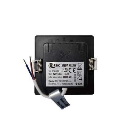 LED įleidžiamas lubinis šviestuvas SQUARE LED/3W/230V 4000K 9x9 cm juoda
