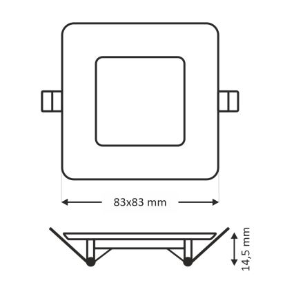 LED įleidžiamas lubinis šviestuvas SQUARE LED/3W/230V 4200K 8,3x8,3 cm balta