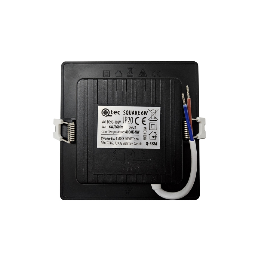 LED įleidžiamas lubinis šviestuvas SQUARE LED/6W/230V 4000K 12x12 cm juoda