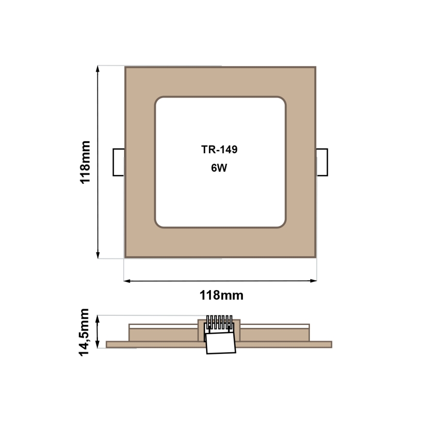 LED įleidžiamas lubinis šviestuvas SQUARE LED/6W/230V 4200K 11,8x11,8 cm ruda