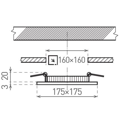 LED įleidžiamas lubinis šviestuvas VEGA LED/12W/230V 2900/3900/5800K 17,5x17,5 cm balta