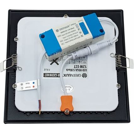 LED įleidžiamas lubinis šviestuvas VEGA LED/12W/230V 2900/3900/5800K 17,5x17,5 cm juoda