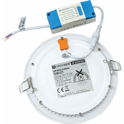 LED įleidžiamas lubinis šviestuvas VEGA LED/12W/230V 2900/3900/5800K diametras 17,5 cm balta