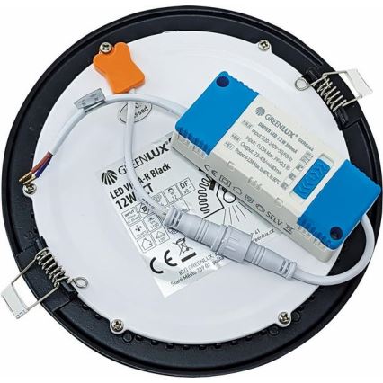 LED įleidžiamas lubinis šviestuvas VEGA LED/12W/230V 2900/3900/5800K diametras 17,5 cm juoda