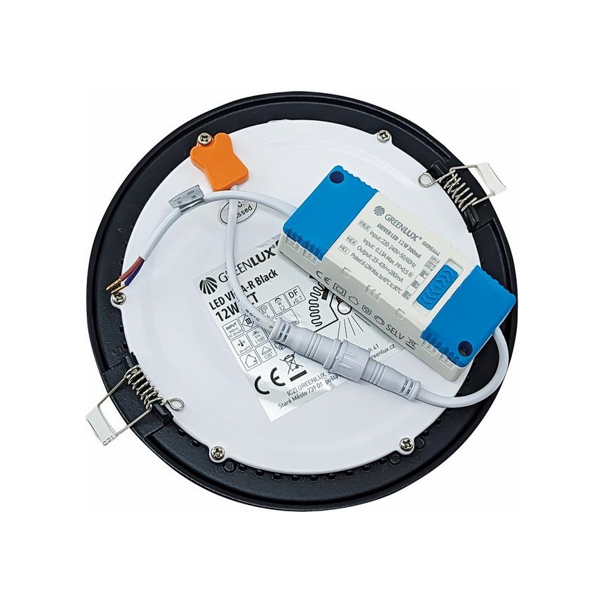 LED įleidžiamas lubinis šviestuvas VEGA LED/12W/230V 2900/3900/5800K diametras 17,5 cm juoda