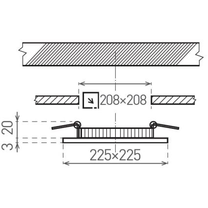LED įleidžiamas lubinis šviestuvas VEGA LED/18W/230V 2900/3900/5800K 22,5x22,5 cm juoda