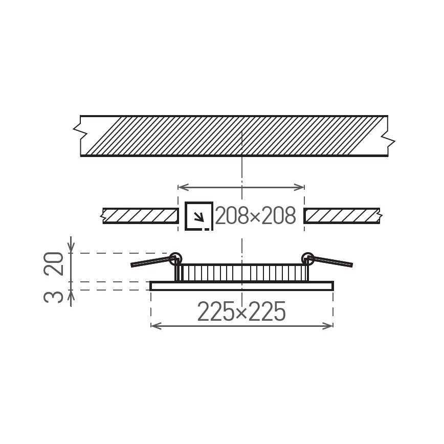 LED įleidžiamas lubinis šviestuvas VEGA LED/18W/230V 2900/3900/5800K 22,5x22,5 cm juoda