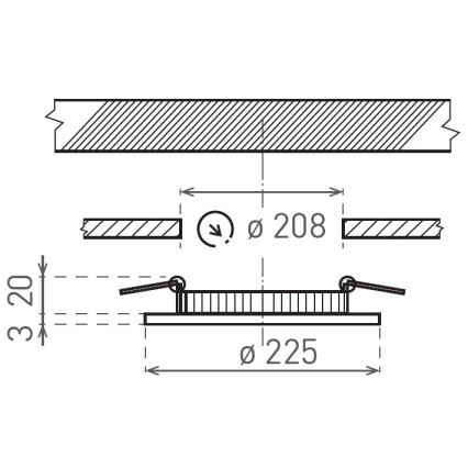 LED įleidžiamas lubinis šviestuvas VEGA LED/18W/230V 2900/3900/5800K diametras 22,5 cm juoda