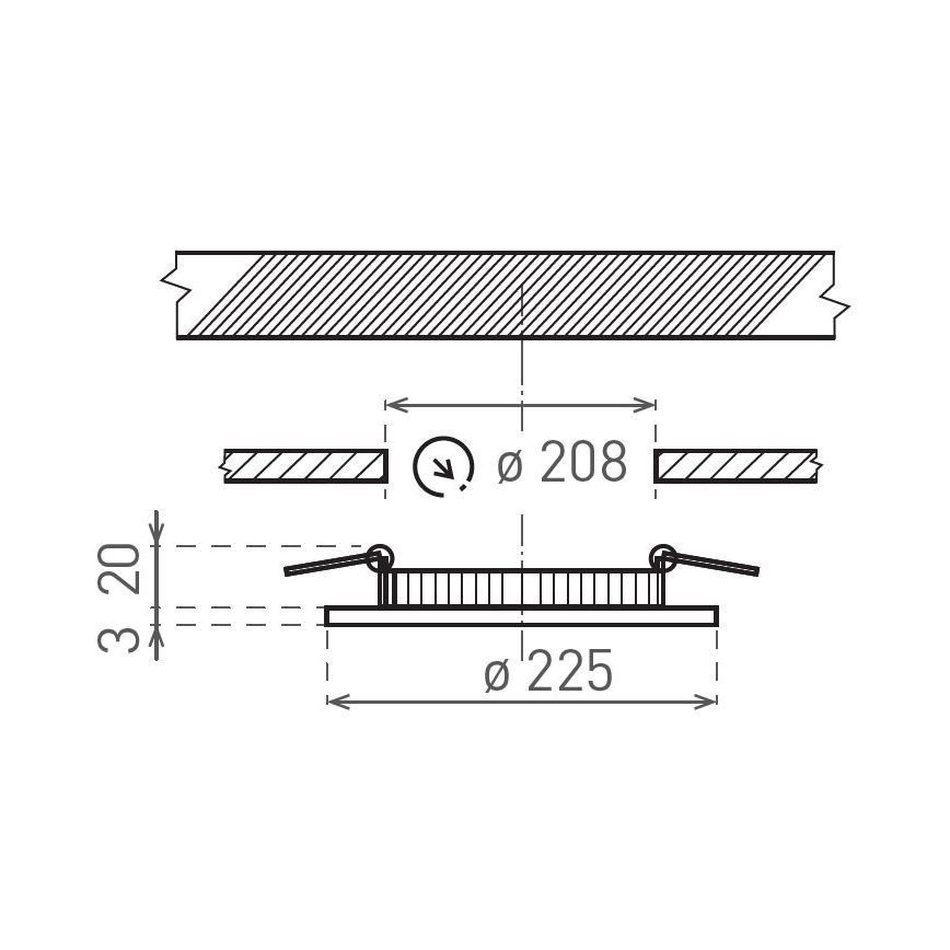 LED įleidžiamas lubinis šviestuvas VEGA LED/18W/230V 2900/3900/5800K diametras 22,5 cm juoda