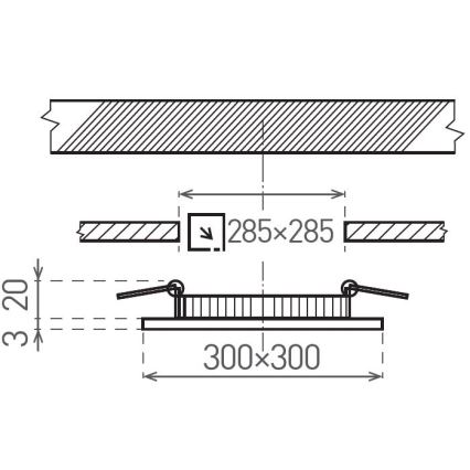 LED įleidžiamas lubinis šviestuvas VEGA LED/24W/230V 2900/3900/5800K 30x30 cm balta