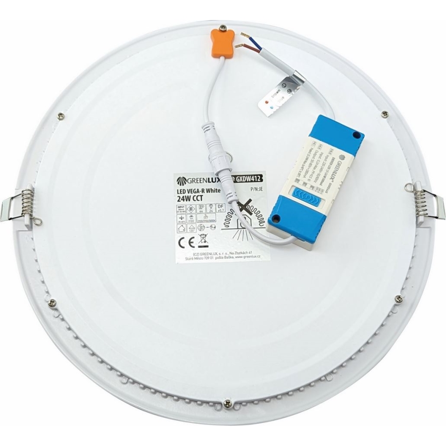 LED įleidžiamas lubinis šviestuvas VEGA LED/24W/230V 2900/3900/5800K diametras 30 cm balta