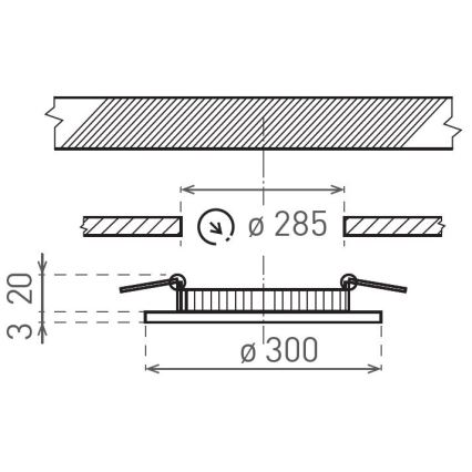 LED įleidžiamas lubinis šviestuvas VEGA LED/24W/230V 2900/3900/5800K diametras 30 cm balta