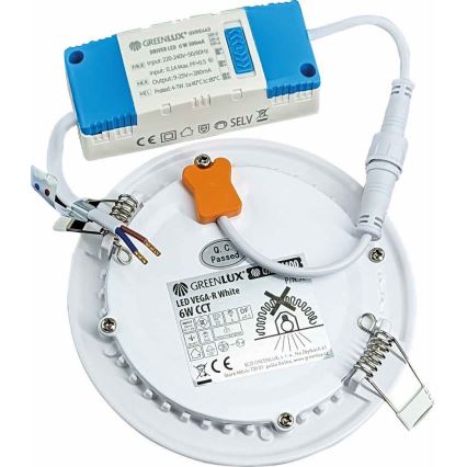 LED įleidžiamas lubinis šviestuvas VEGA LED/6W/230V 2900/3900/5800K diametras 12,5 cm balta