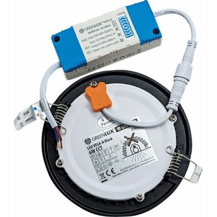 LED įleidžiamas lubinis šviestuvas VEGA LED/6W/230V 2900/3900/5800K diametras 12,5 cm juoda